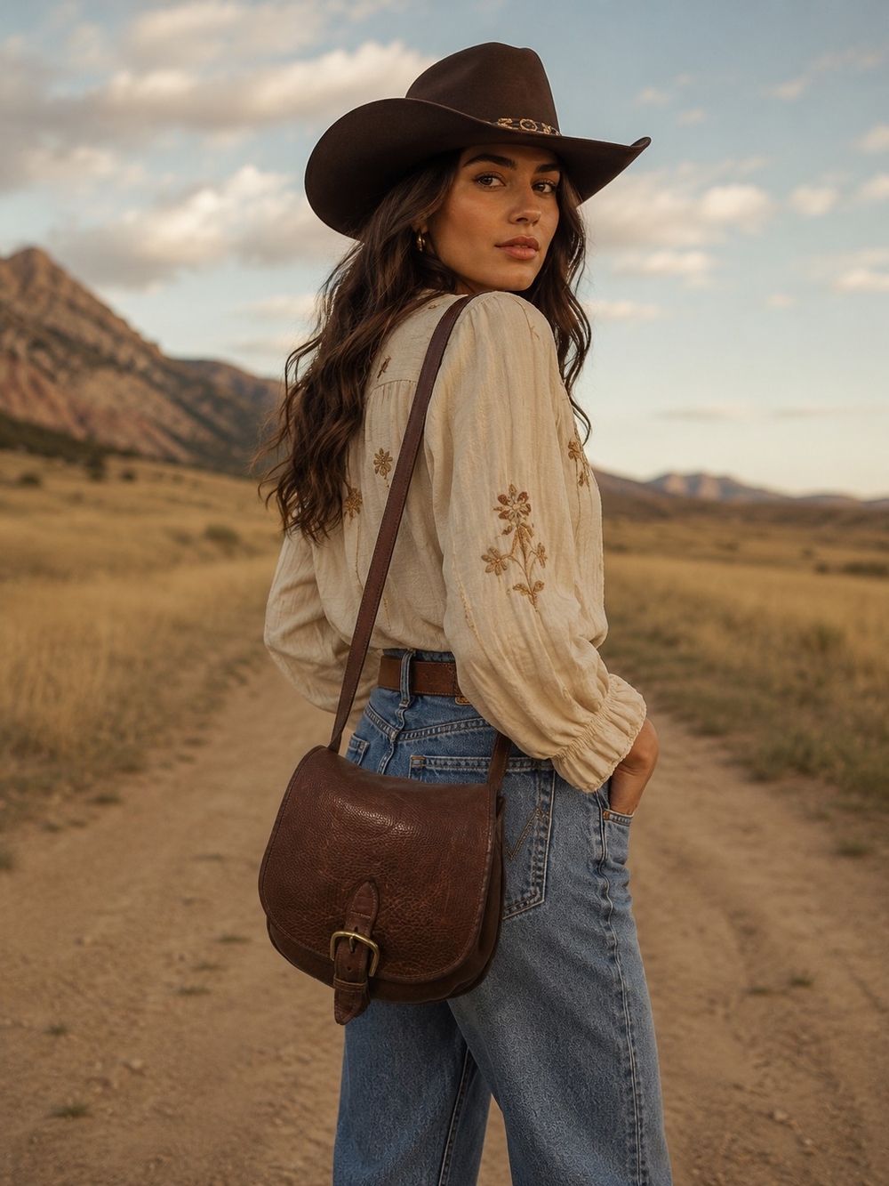 Vintage-Inspired Brown Leather Crossbody Bag + Backpack  - Women